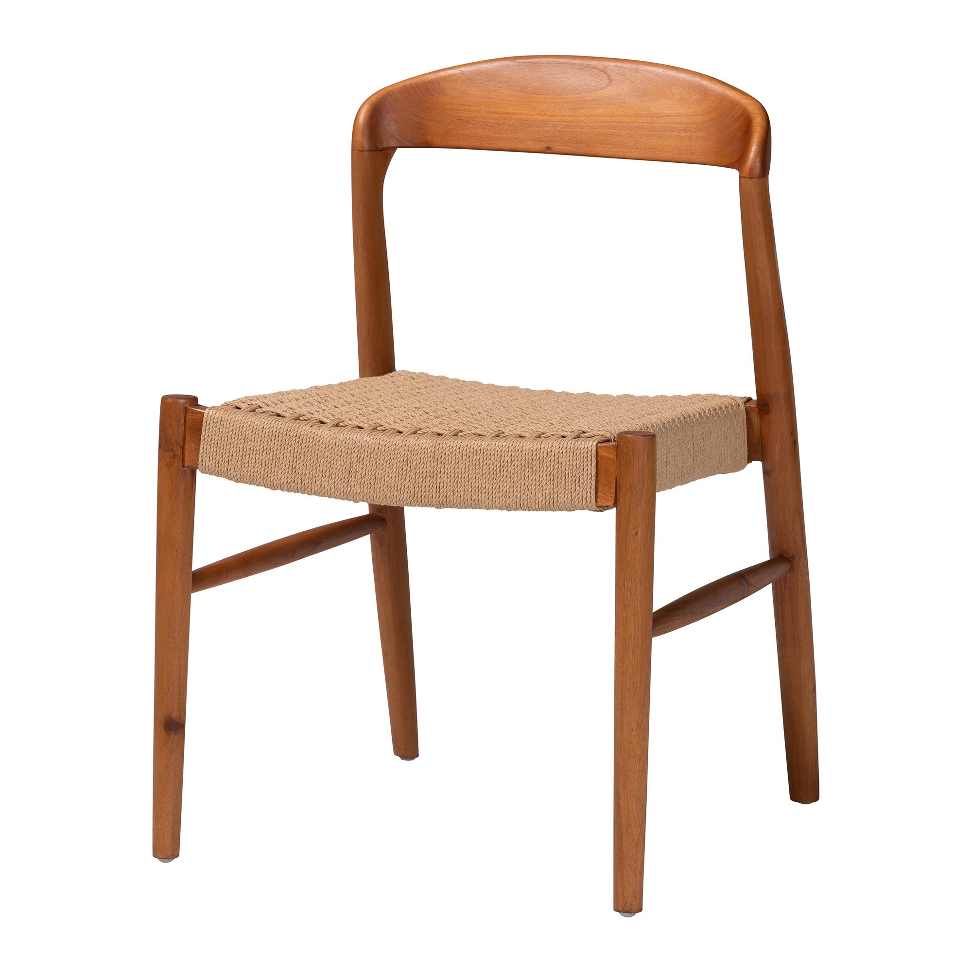 bali & pari Lorena Paper Loom Woven Dining Chair - Mahogany Wood Frame Accent Chair with Curved Back for Kitchen or Dining Room Seating